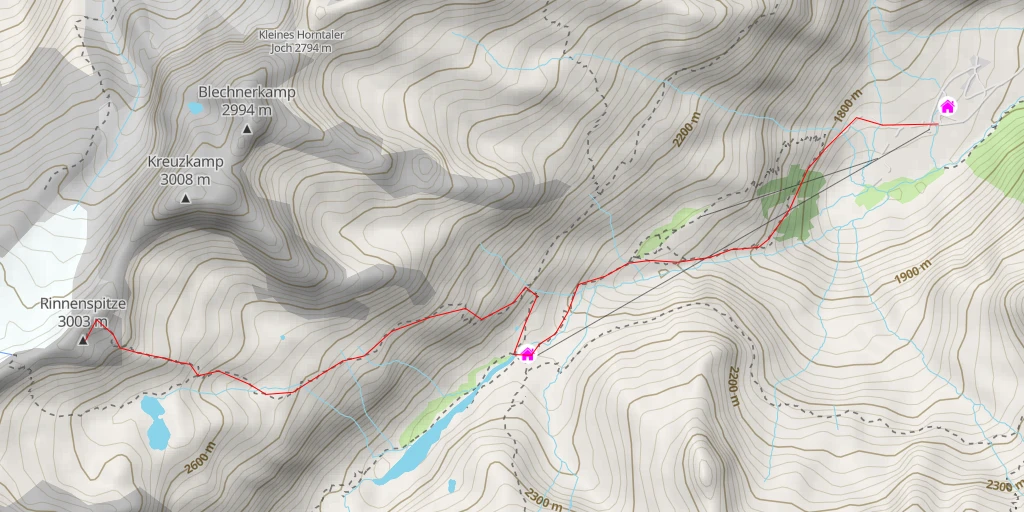 Map of the trail for Rinnenspitze