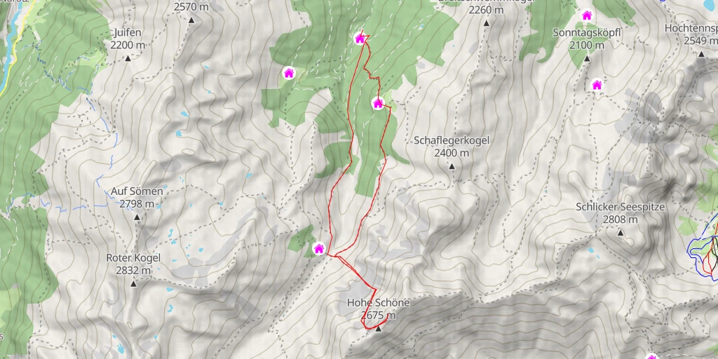 Map of the trail for Zustieg Schwarzhorn - Zustieg Schwarzhorn