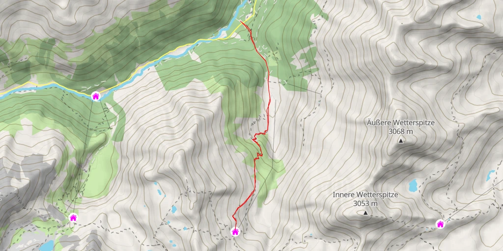 Map of the trail for Nürnberger Hütte