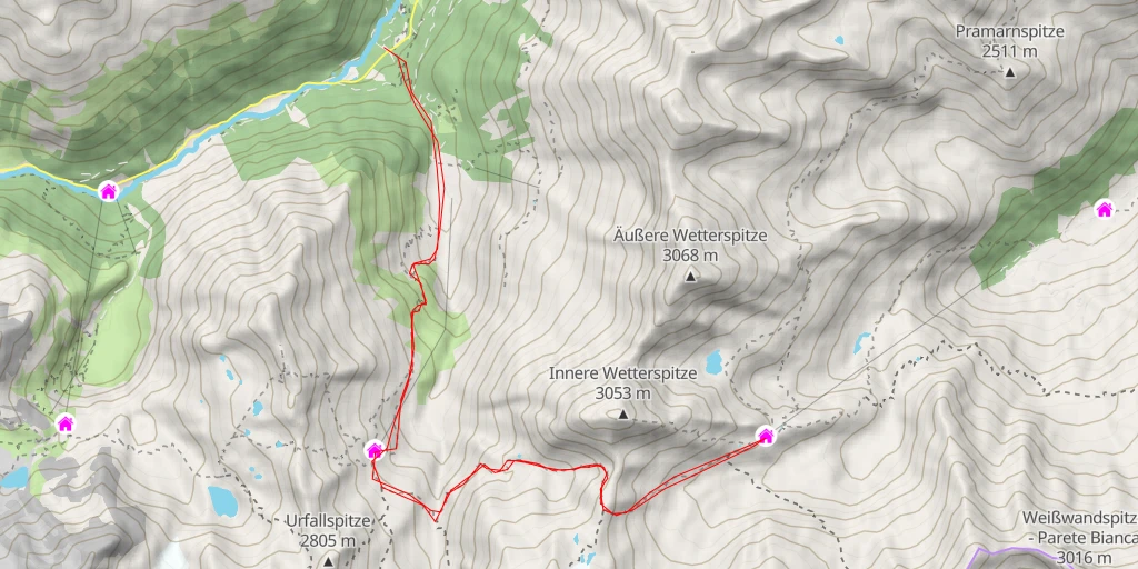 Map of the trail for Bremer Hütte