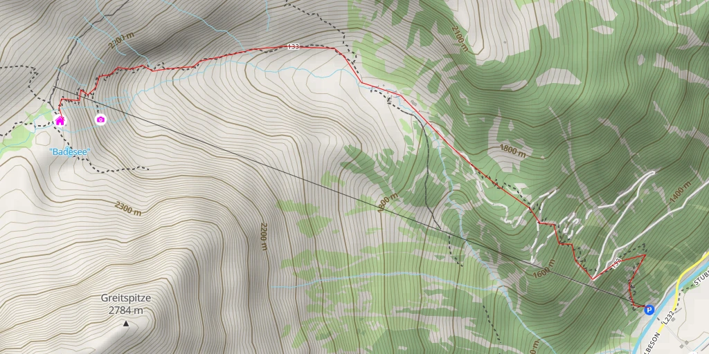 Map of the trail for Neue Regensburger Hütte