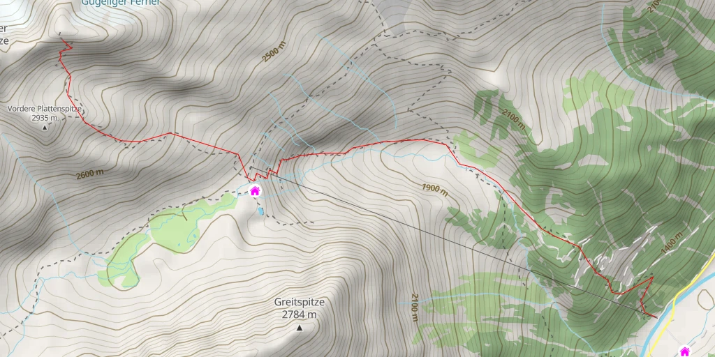 Map of the trail for Kreuzspitz