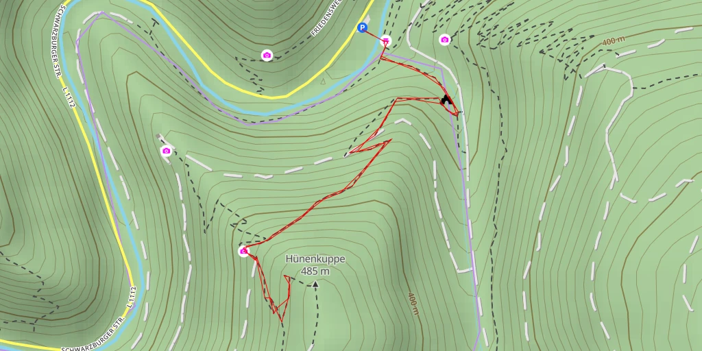 Map of the trail for AI - Hünenkuppe - Schwarzburg