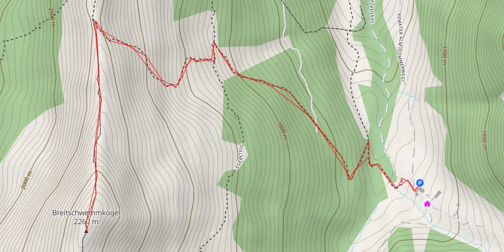 Map of the trail for Breitschwemmkogel