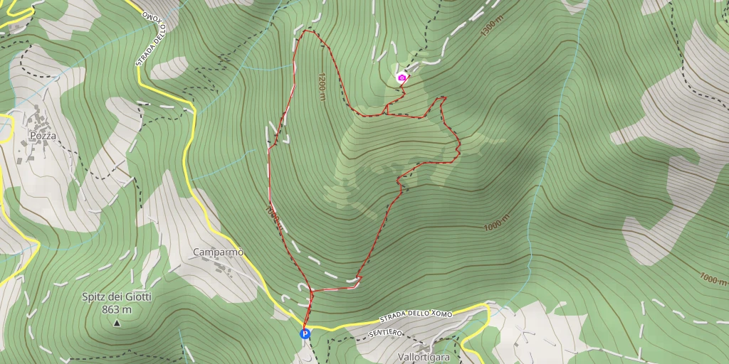 Map of the trail for Malga Ronchetta