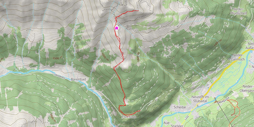 Map of the trail for Naturschauplatz Gletscherblick - Stubaier Höhenweg (Nr. 4)