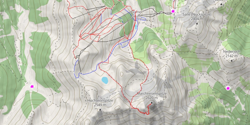 Map of the trail for Marchreisenspitze