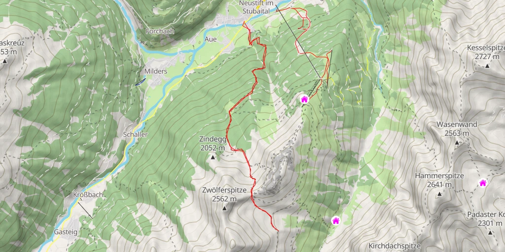 Map of the trail for Stubaier Höhenweg