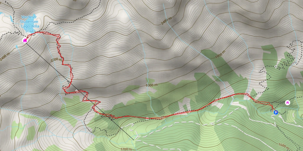 Carte de l'itinéraire :  Magdeburger Hütte - Rif. Cremona alla Stua