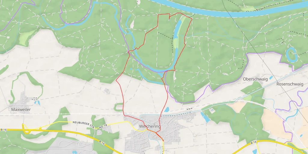 Map of the trail for Wasserstandsmarken der Donau - Waldweg-Futterstelle - Ingolstadt