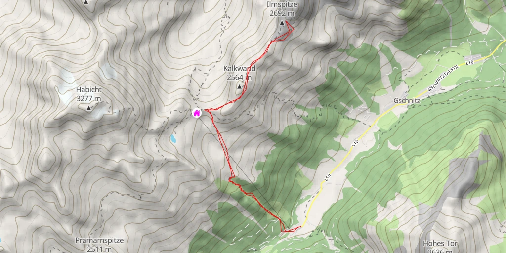 Map of the trail for Ilmspitze