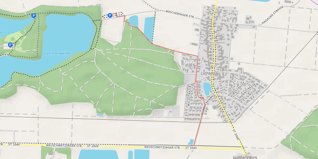 Map of the trail for Heubrückenweiher - Neuschwetzinger Straße