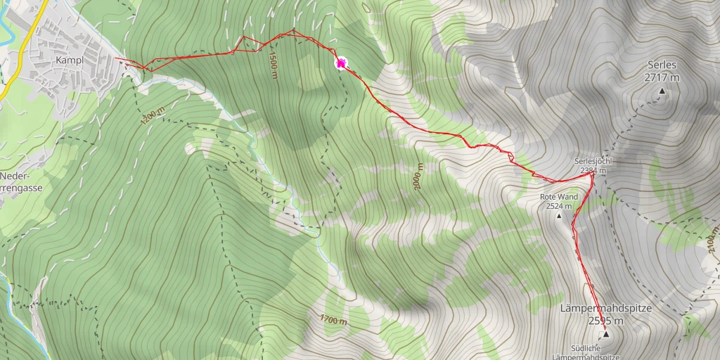 Map of the trail for Lämpermahdspitze