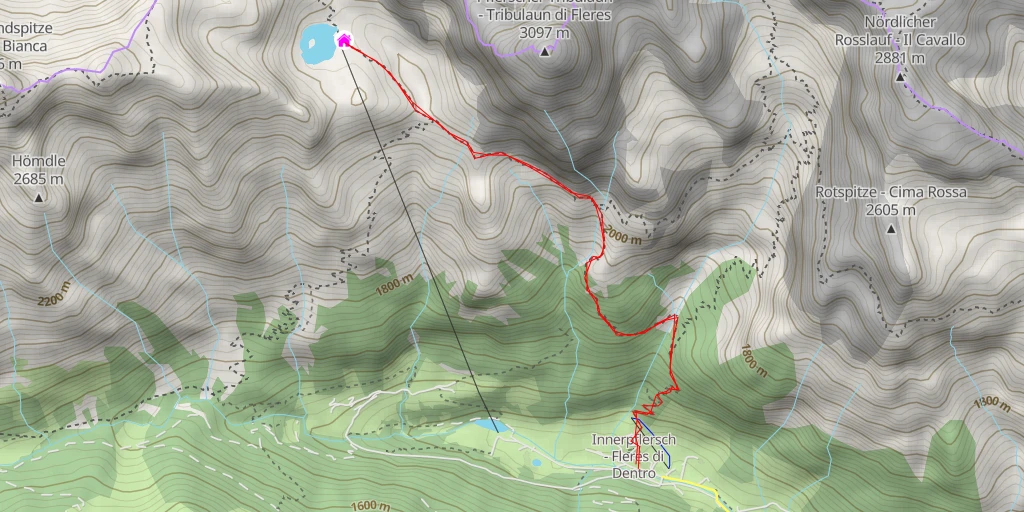 Carte de l'itinéraire :  Tribulaunhütte - Rifugio Cesare Calciati al Tribulaun