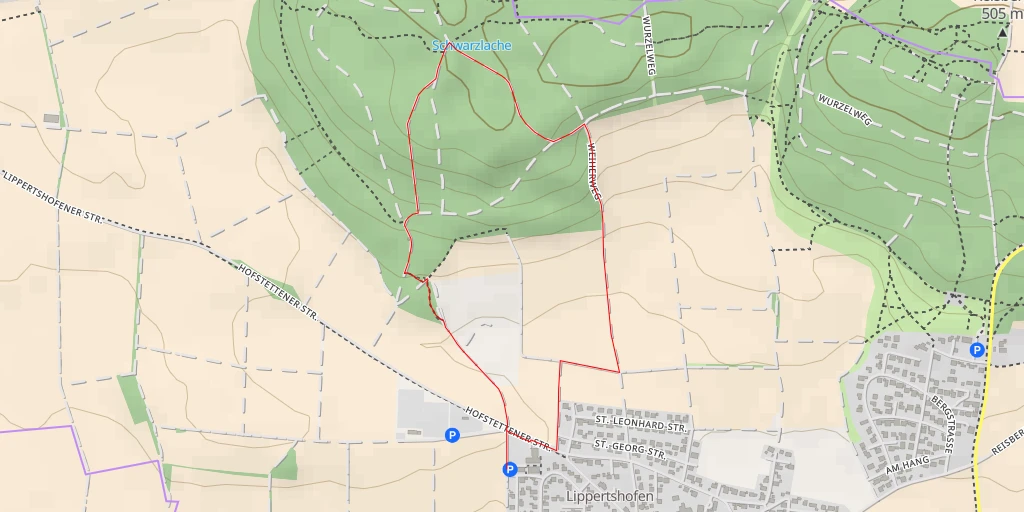 Map of the trail for Schwarzlache