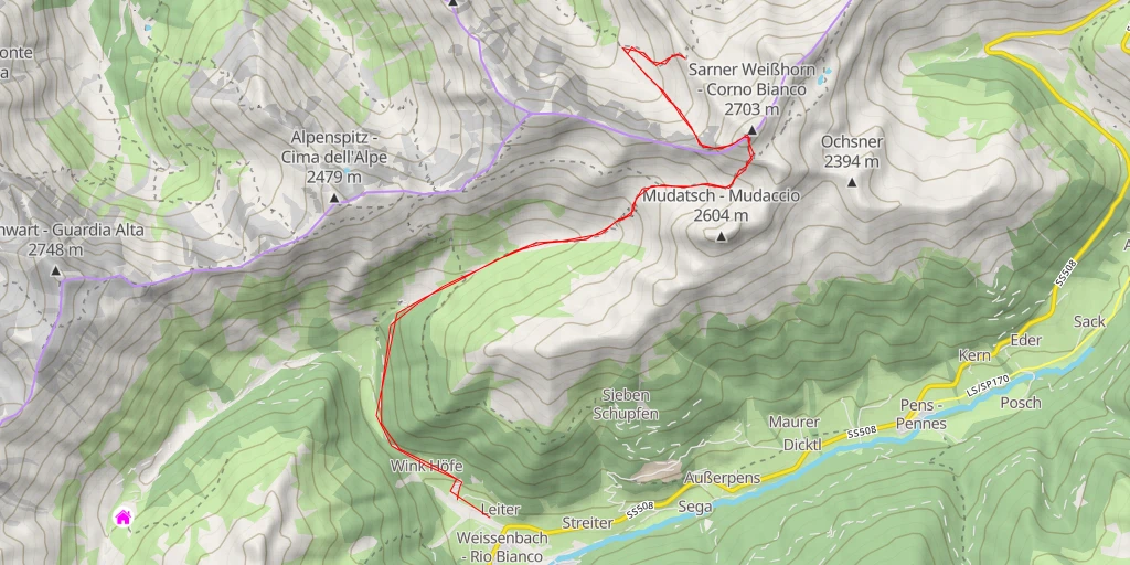 Map of the trail for Bock