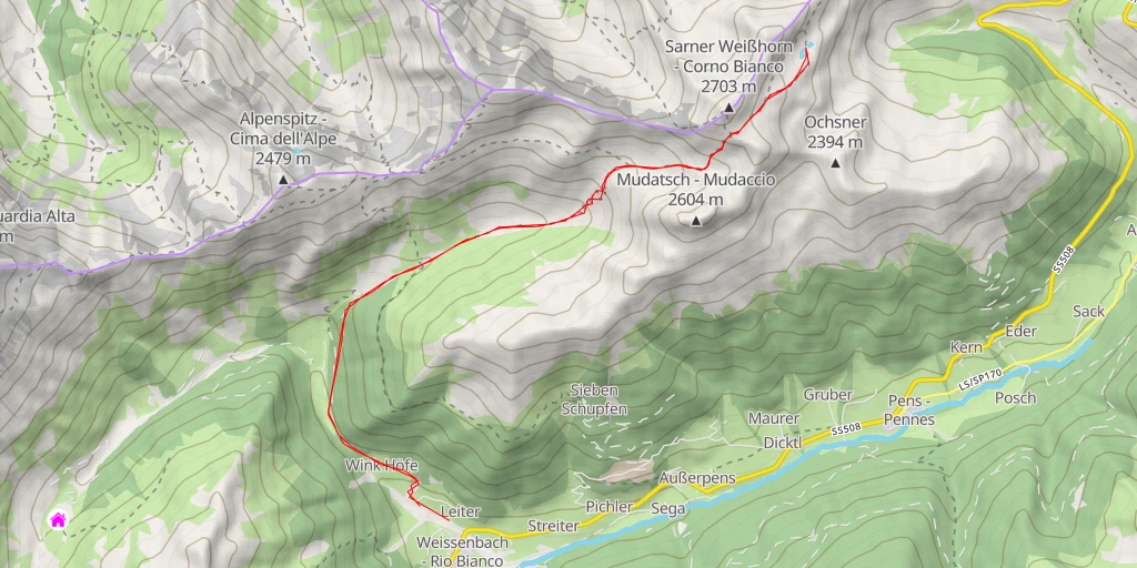 Carte de l'itinéraire :  12A - 12A - Sarntal - Sarentino