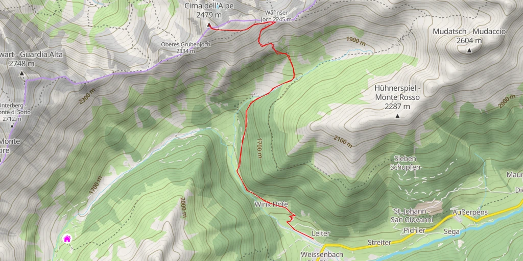 Map of the trail for Alpenspitz - Cima dell'Alpe