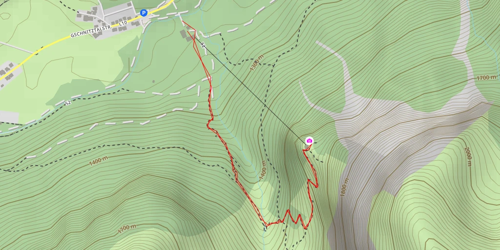 Map of the trail for Materialseilbahn St. Magdalena - Gschnitz