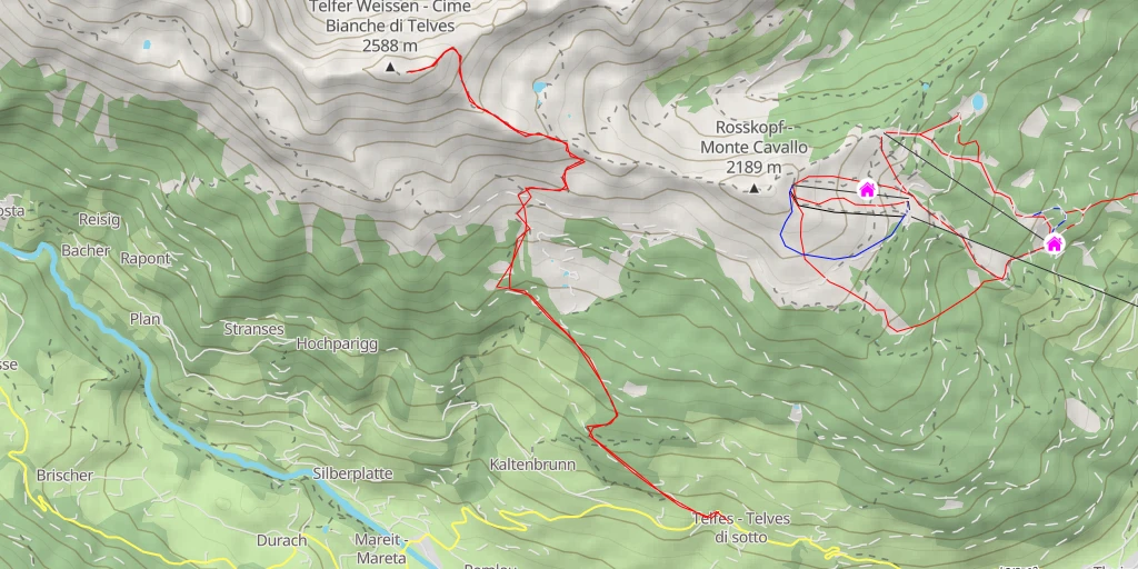 Map of the trail for Telfer Weißen Ostgipfel - Cime Bianche di Telves cima invernale