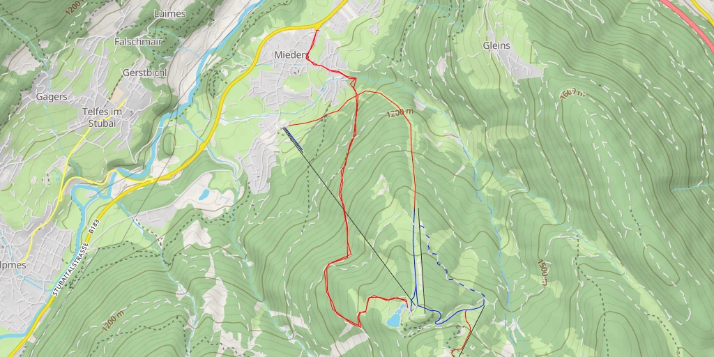 Map of the trail for Serlespark - Hochserles (Rodelbahn)