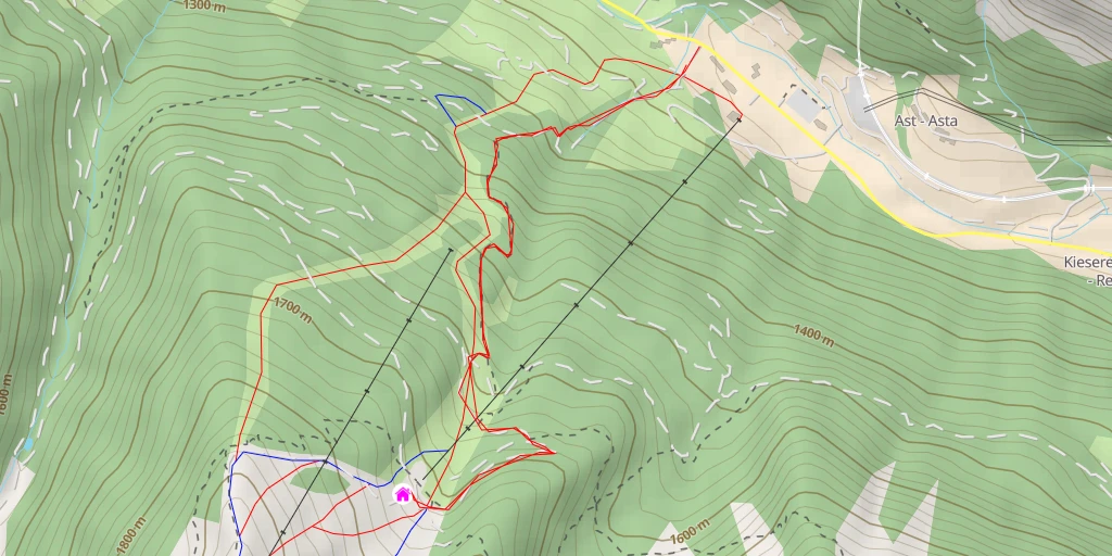 Carte de l'itinéraire :  Ladurner Skihütte - Malga Laturnes