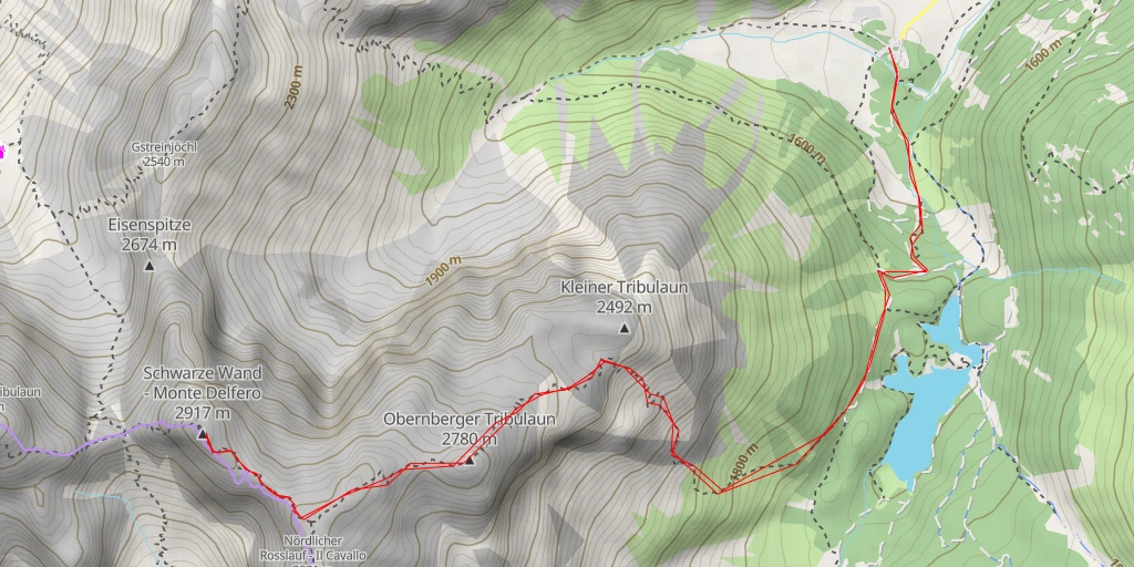 Map of the trail for Schwarze Wand - Monte Delfero