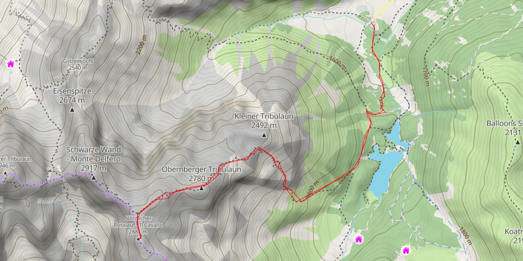 Carte de l'itinéraire :  Nördlicher Rosslauf - Il Cavallo