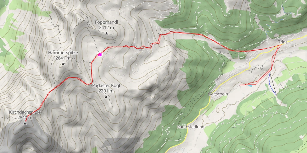 Map of the trail for Kirchdachspitze