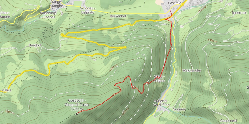 Carte de l'itinéraire :  Gostjöchl - Giogo di Costa