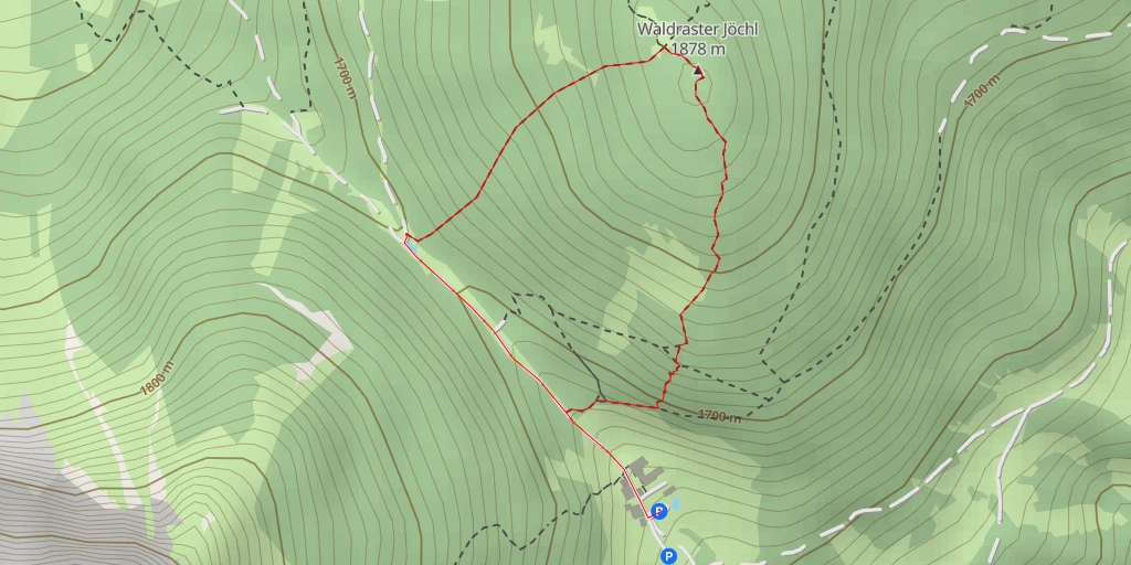 Map of the trail for Waldraster Jöchl