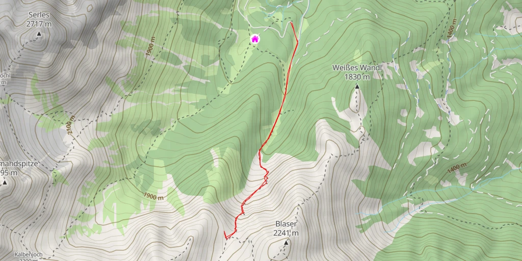 Map of the trail for AV Wetterschutzhütte - Trins