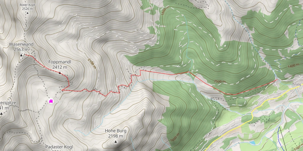 Map of the trail for Wasenwand