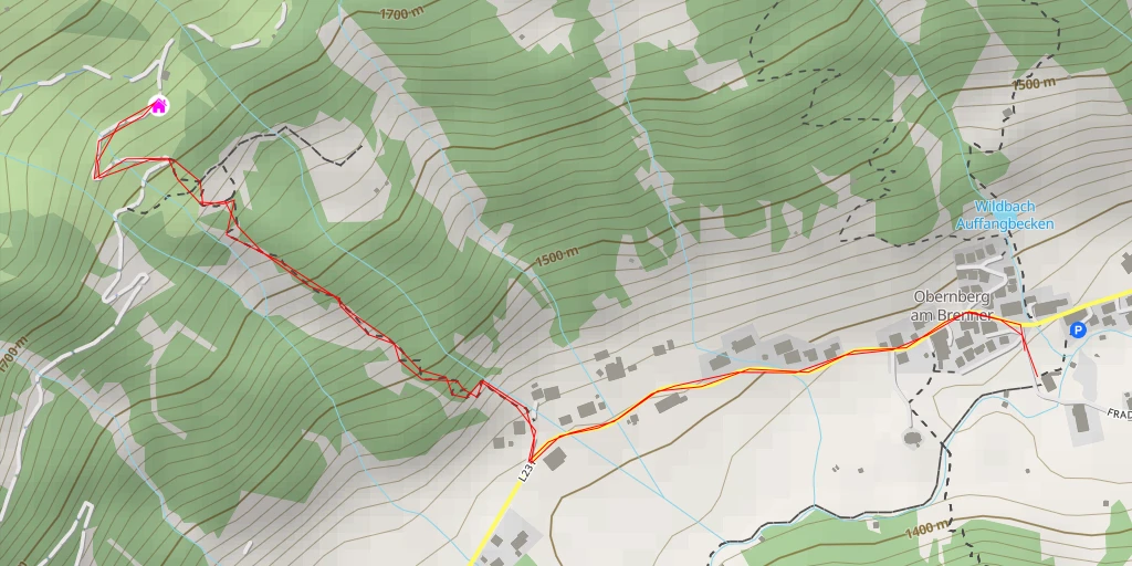 Map of the trail for Kastnerbergalm