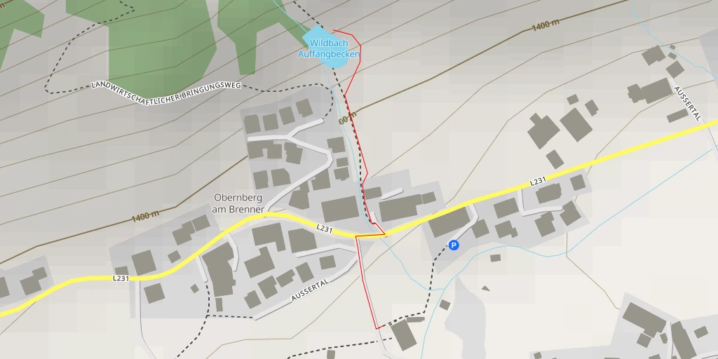 Map of the trail for Wildbach Auffangbecken