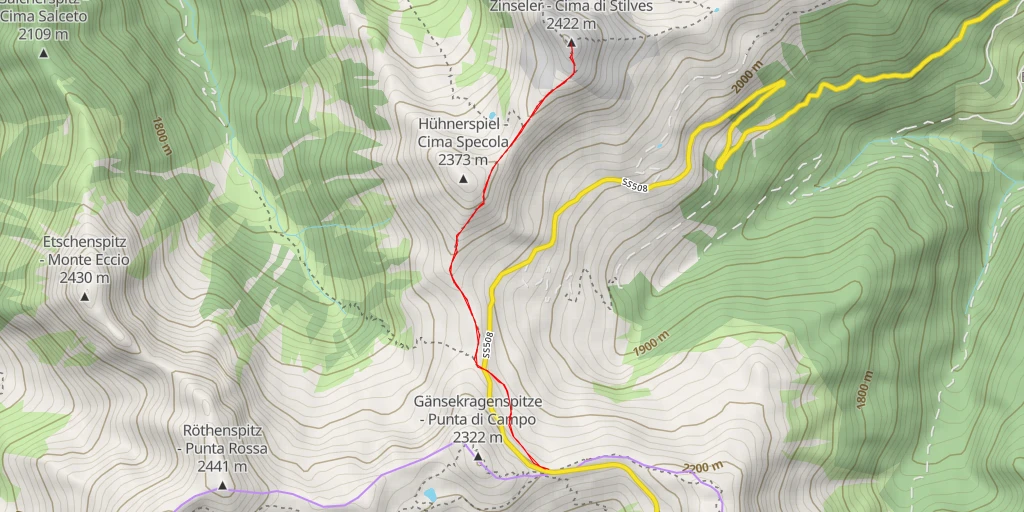 Map of the trail for Zinseler - Cima di Stilves