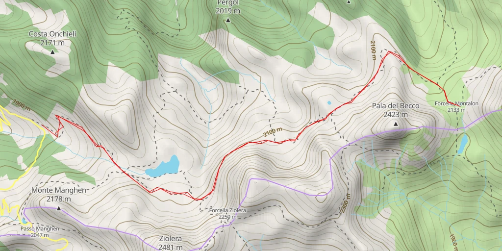 Map of the trail for Strada Forestale Valpiana - Croce