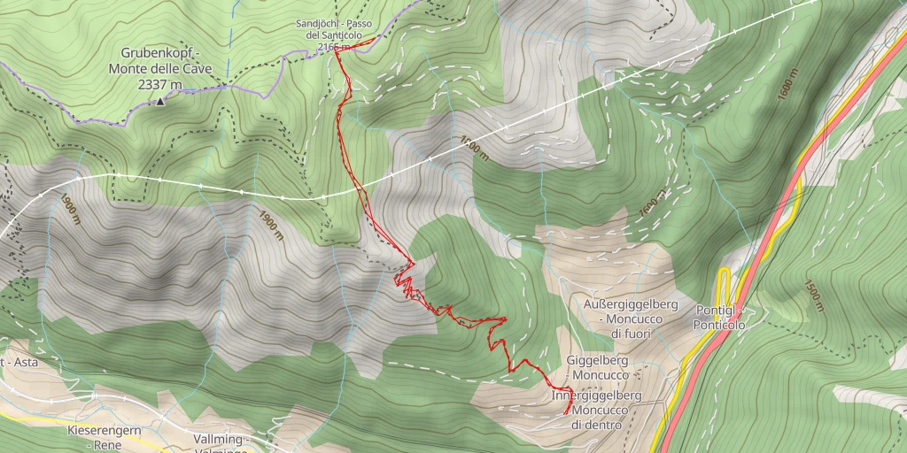 Carte de l'itinéraire :  Tiroler Höhenweg - Tiroler Höhenweg