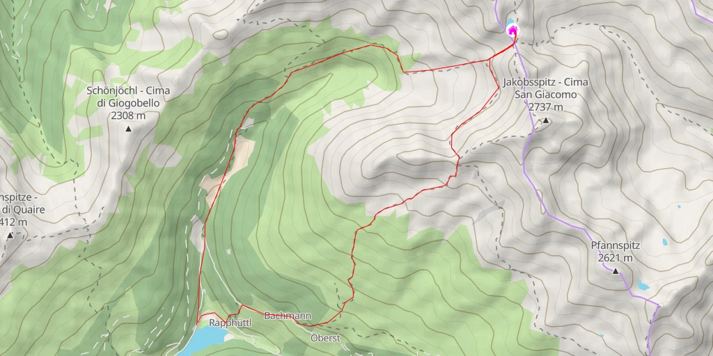 Map of the trail for Flaggerschartenhütte - Rifugio Forcella Vallaga