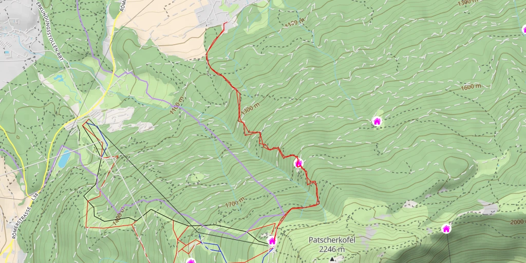 Map of the trail for Patscherkofel Schutzhaus