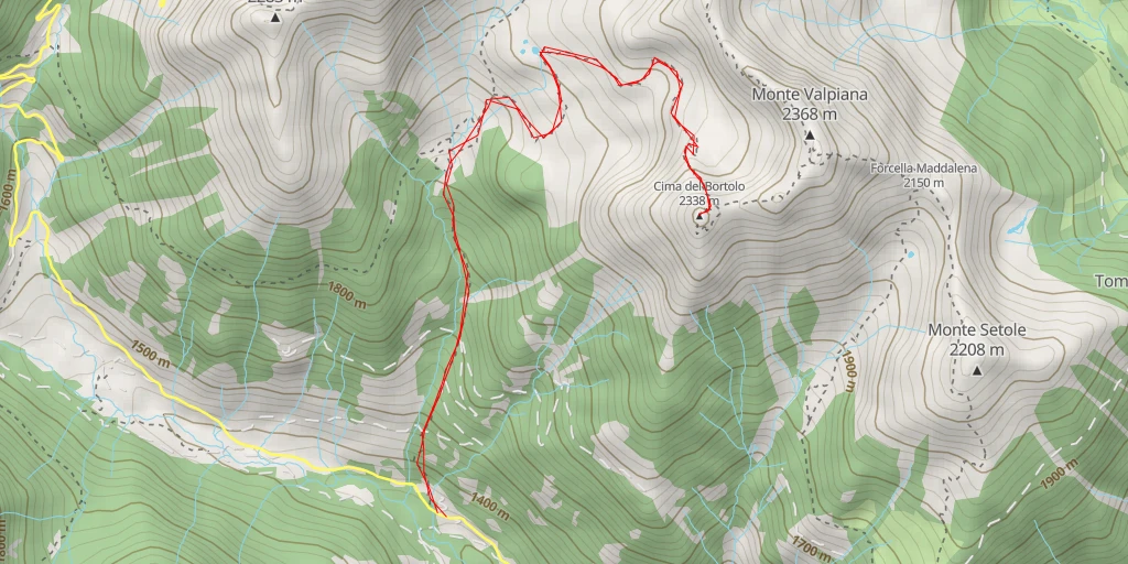 Map of the trail for Cima del Bortolo