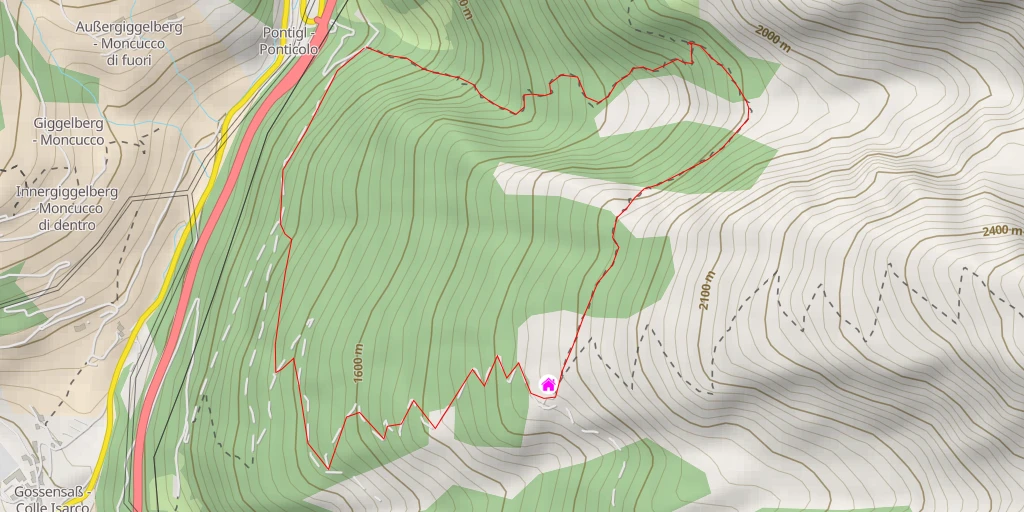 Map of the trail for Malga del Tasso