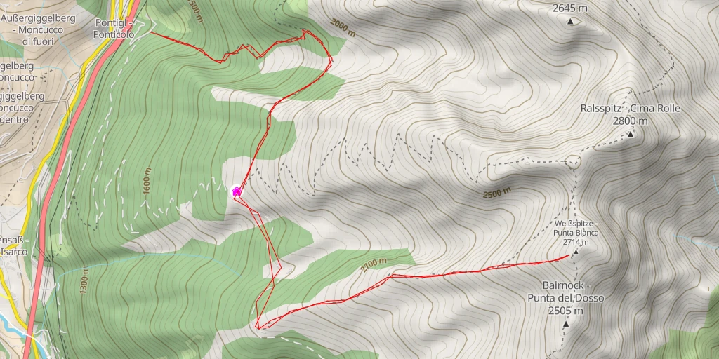 Map of the trail for Weißspitze - Punta Bianca