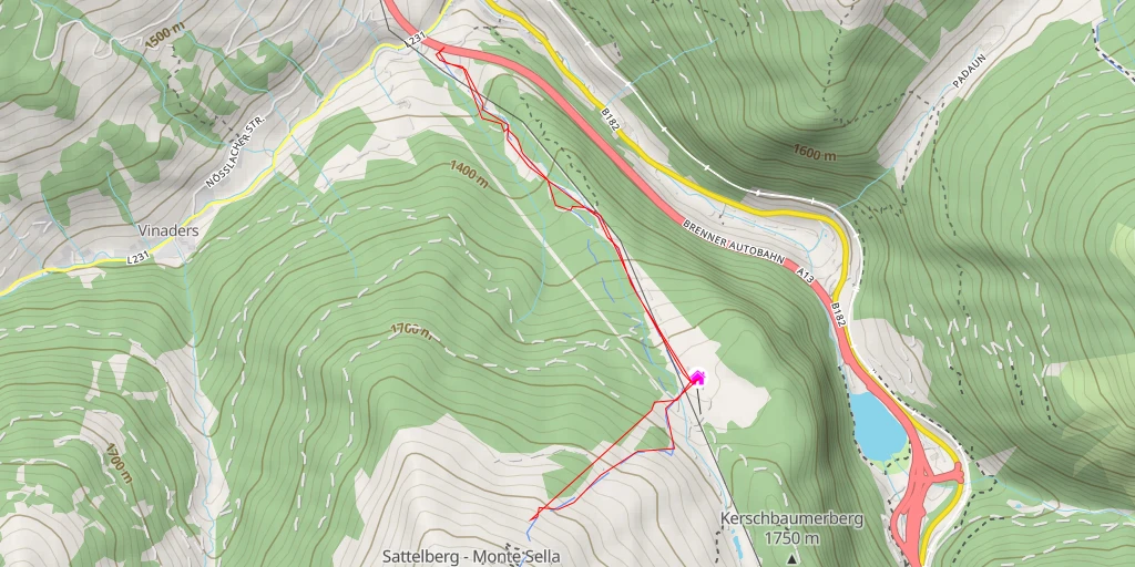 Map of the trail for Sattelberg par Sattelbergalm