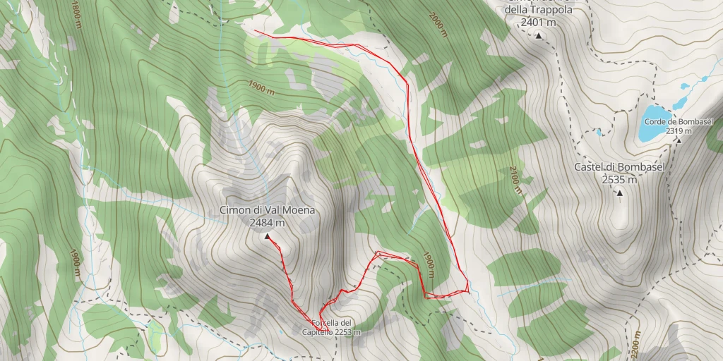 Carte de l'itinéraire :  Cimon di Val Moena