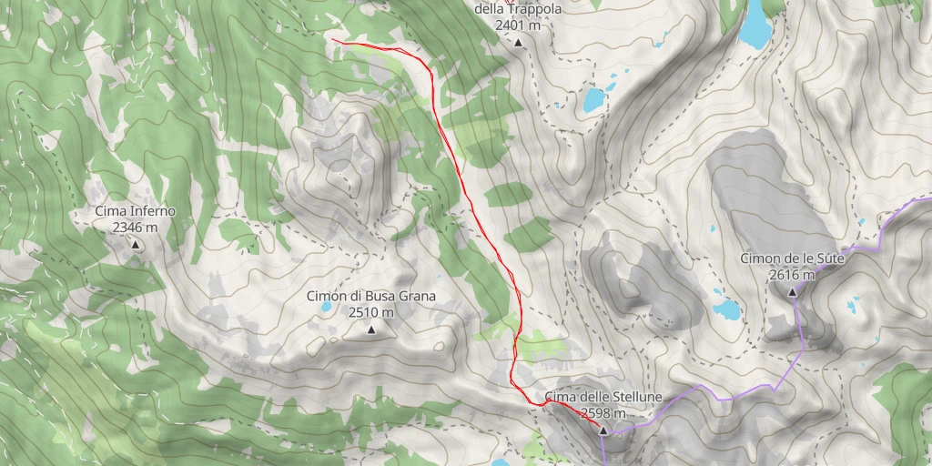 Map of the trail for Cima delle Stellune