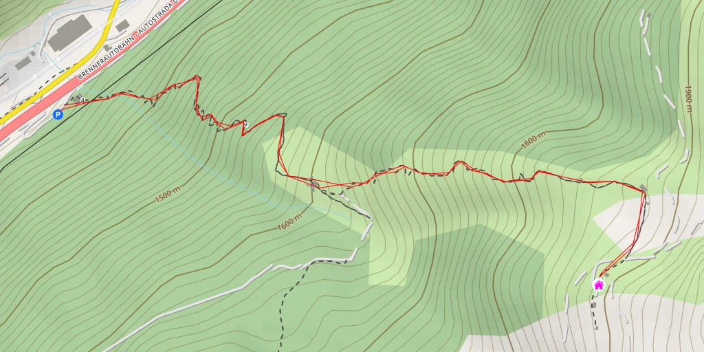 Carte de l'itinéraire :  Enzianhütte - Rifugio Genziana