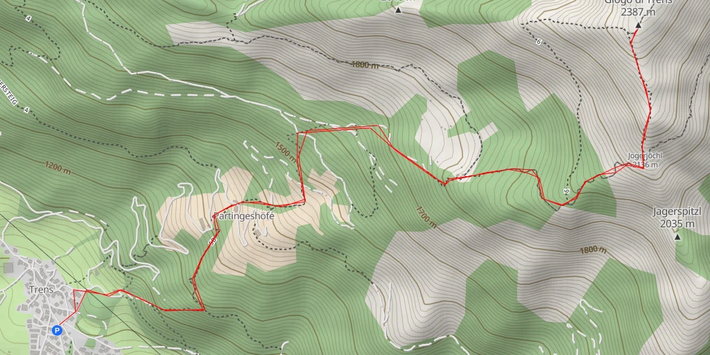 Carte de l'itinéraire :  Höllenkragen - Giogo di Trens