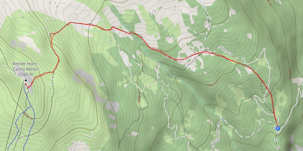 Carte de l'itinéraire :  Rittner Horn Haus - Rifugio Corno del Renon