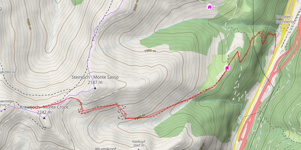 Carte de l'itinéraire :  Tiroler Höhenweg Wipptal - Tiroler Höhenweg Wipptal